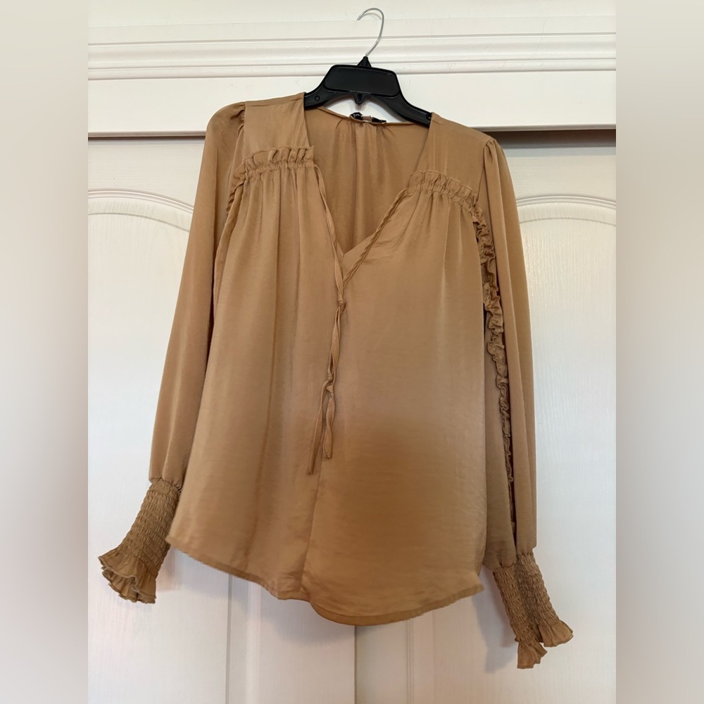 Sam Edelman Camel Ruffle Blouse